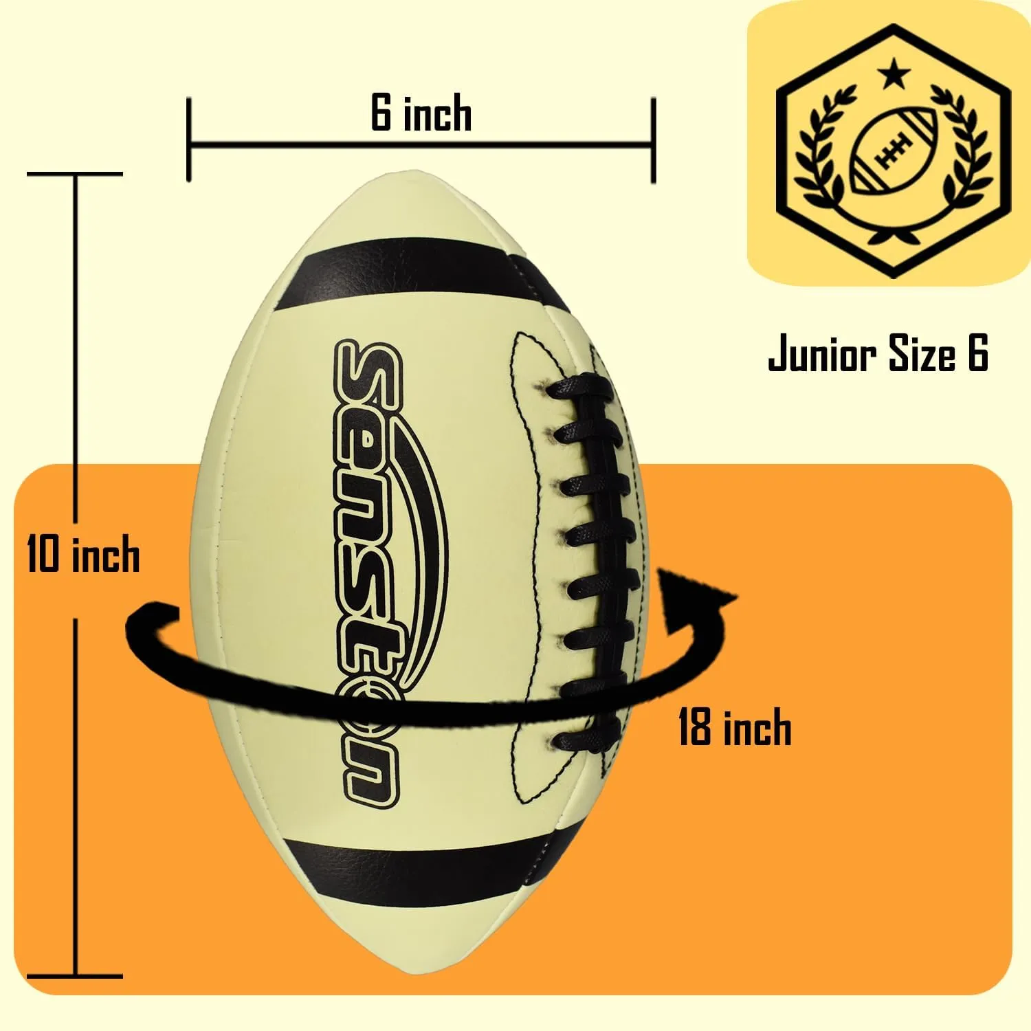 Senston Football Size 9/6 - Premium Composite Leather High School/Kids/Youth Football with Pump Size Foot Ball with Pump