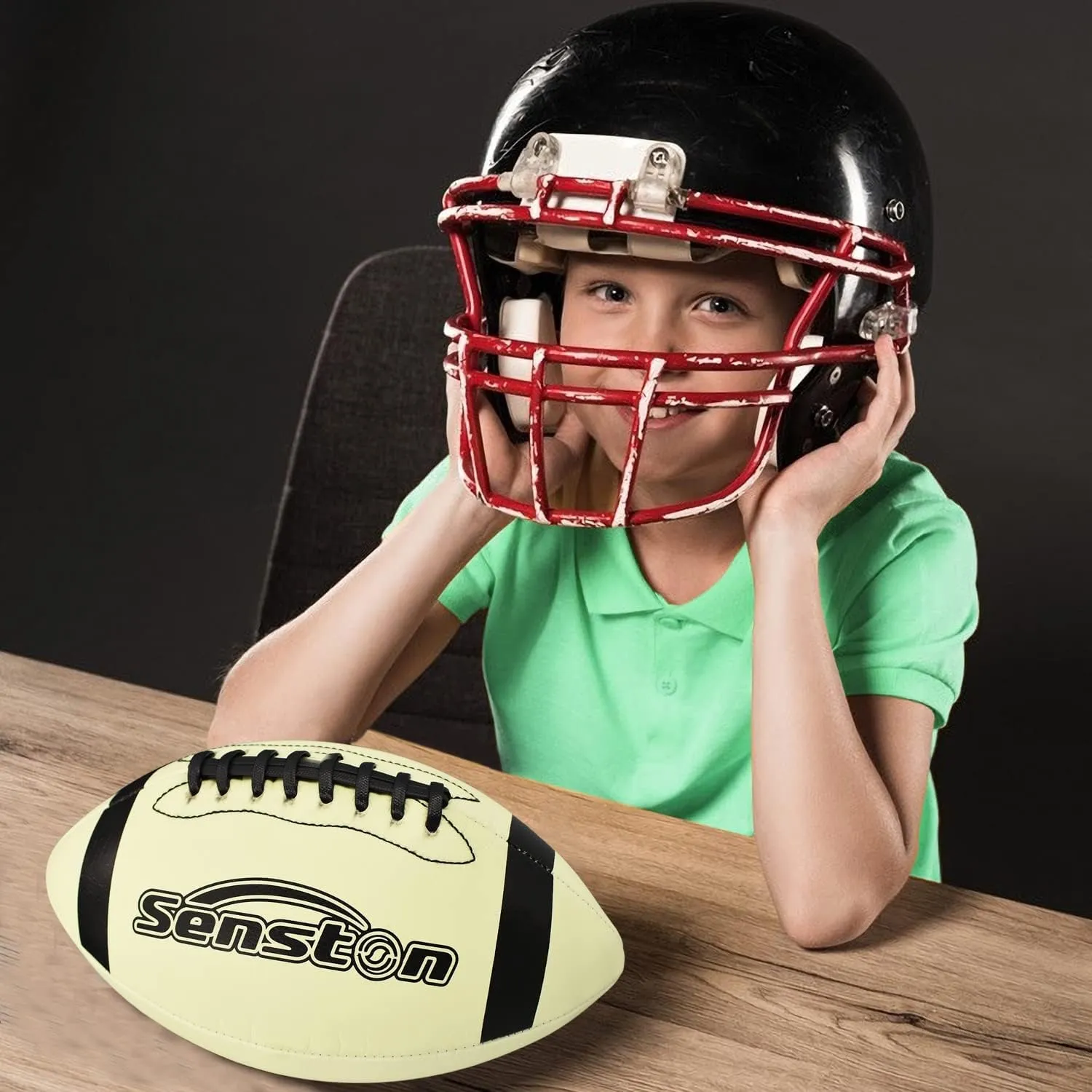 Senston Football Size 9/6 - Premium Composite Leather High School/Kids/Youth Football with Pump Size Foot Ball with Pump