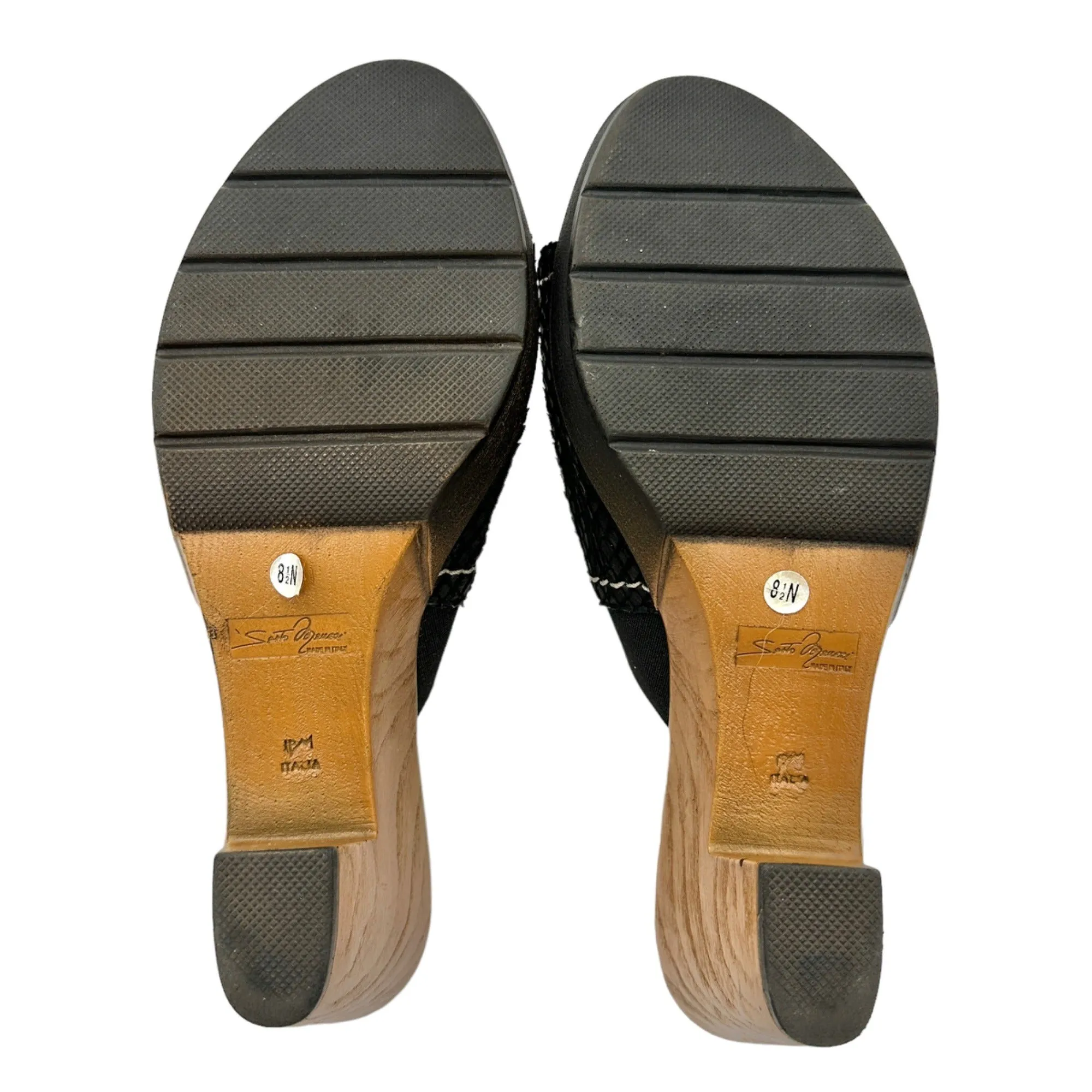 Sesto Meucci 8.5N Nu-Buck Leather Mule Slide Sandal Black 3in Heel