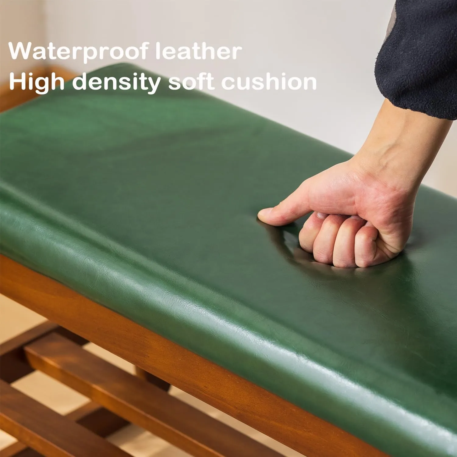 Shoe Rack Bench, Solid Wood Entryway Bench with Flip-Open Storage Box for Entry, Hallway (Green-31.5")