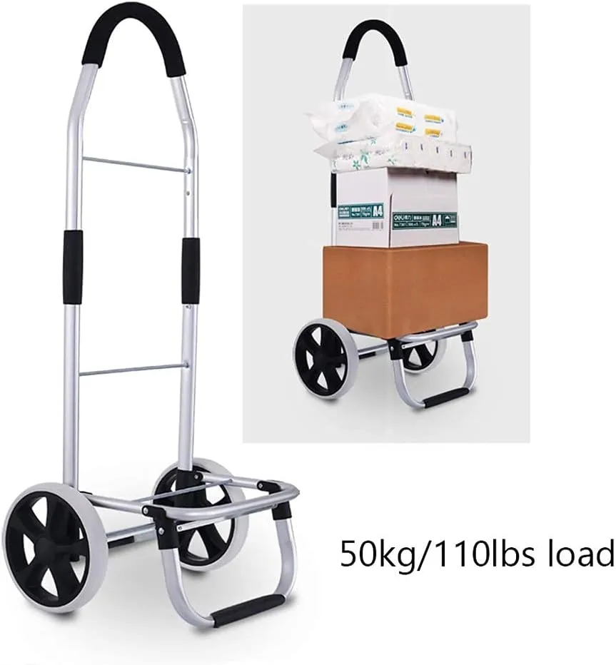 Shopping Cart with Big Wheels,Heavy Duty Folding Reusable Shopping Trolley for Groceries,for Women Travel Home Kitchen Supermarket，50kg Load