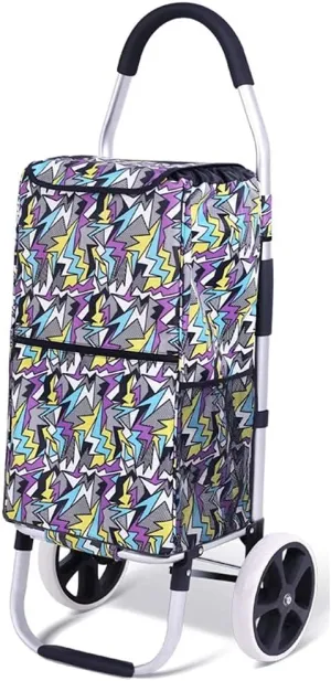 Shopping Cart with Big Wheels,Heavy Duty Folding Reusable Shopping Trolley for Groceries,for Women Travel Home Kitchen Supermarket，50kg Load