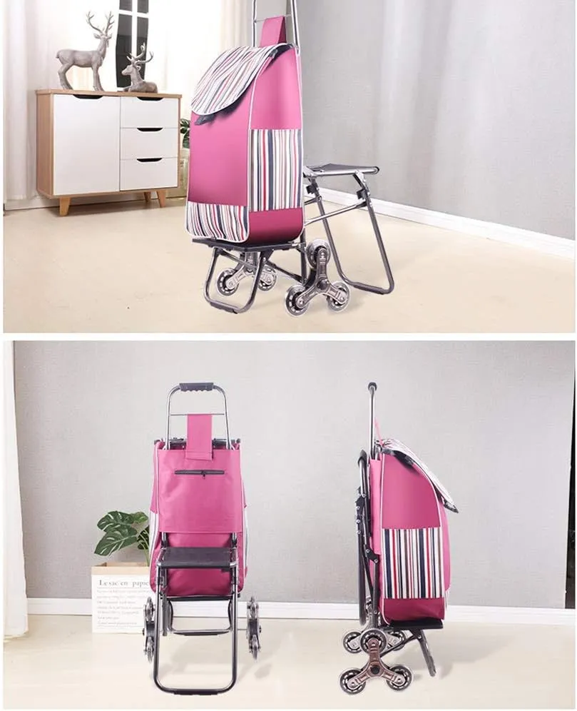 Shopping Trolleys, Lightweight Stair Climbing Foldable Shopping Travel Grocery Cart,Suitcase Luggage Wheel, Oxford Cloth Shopping Bag Cart Capacity
