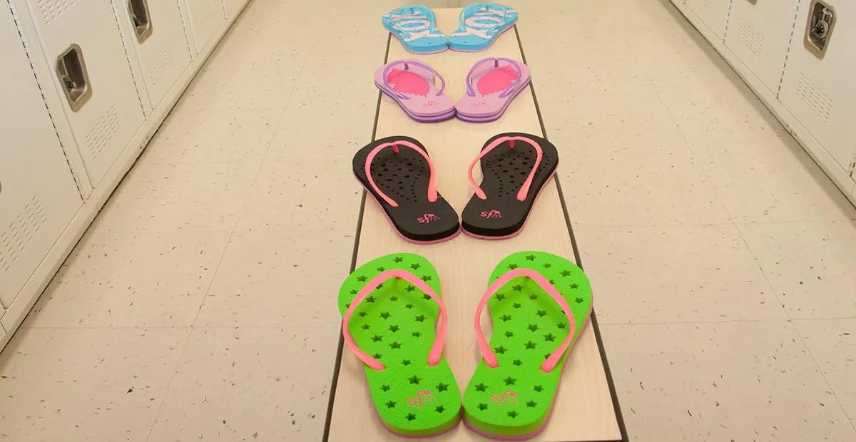 Showaflops Girl's Shower & Water Sandals for Pool, Beach, Camp and Gym Flip-Flop