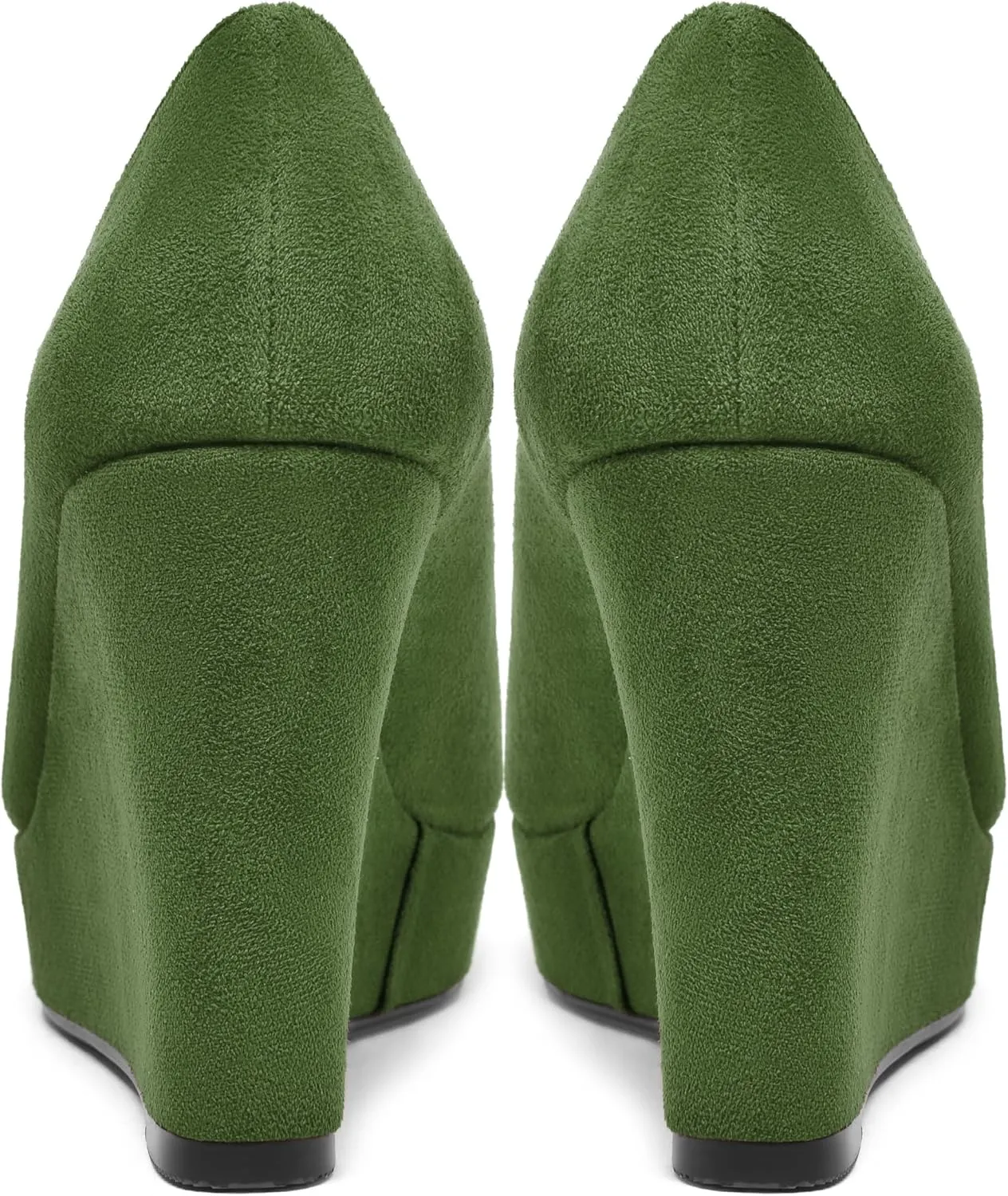 SHOWFOREST Womens Slip On Suede Dating Solid Peep Toe Sexy Wedge High Heel Pumps Shoes 4 Inch