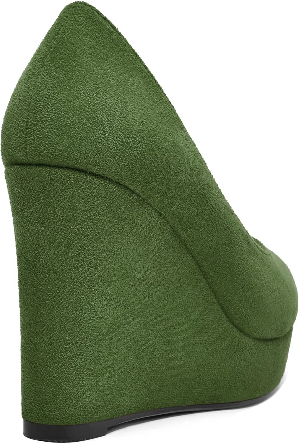 SHOWFOREST Womens Slip On Suede Dating Solid Peep Toe Sexy Wedge High Heel Pumps Shoes 4 Inch