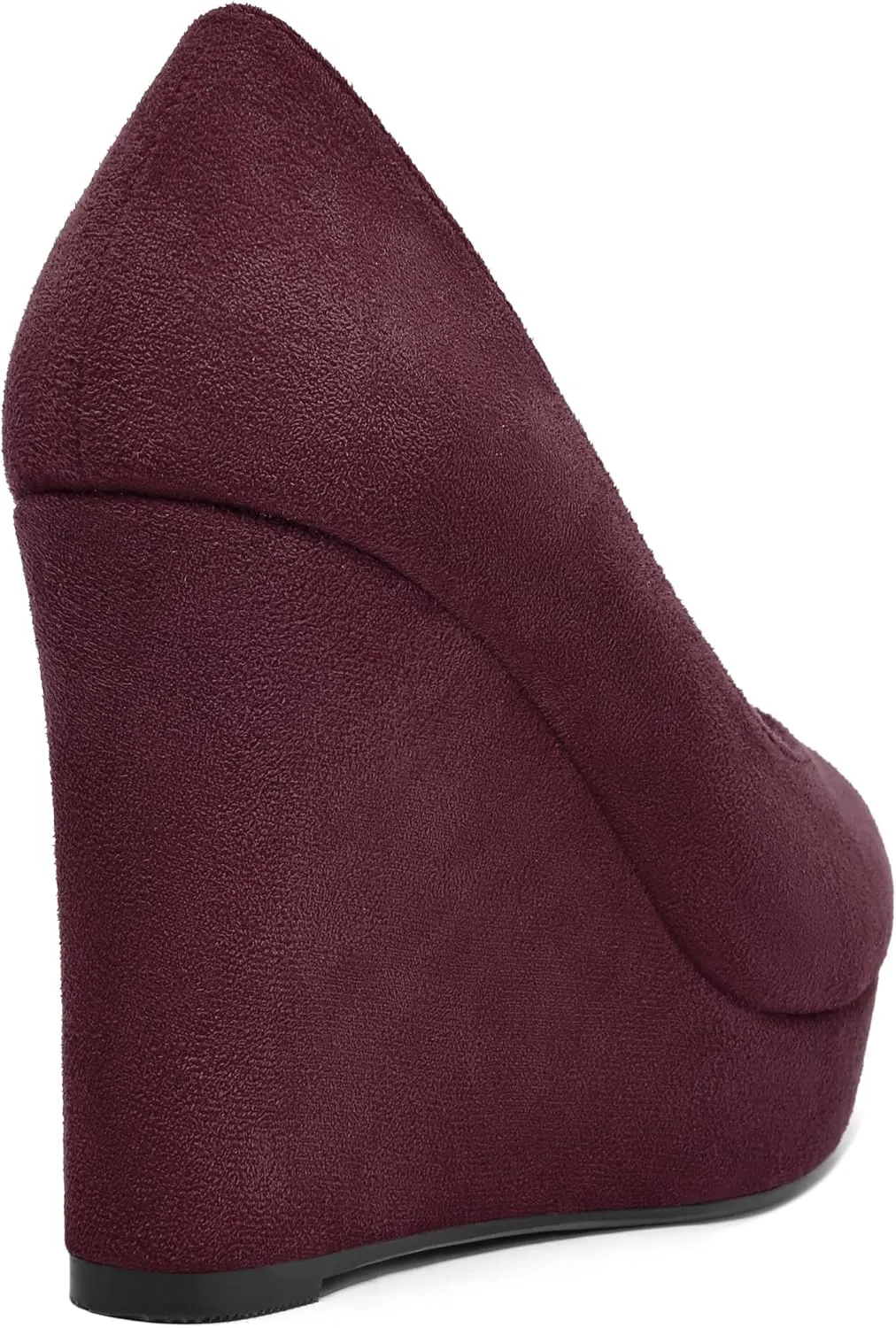 SHOWFOREST Womens Slip On Suede Dating Solid Peep Toe Sexy Wedge High Heel Pumps Shoes 4 Inch