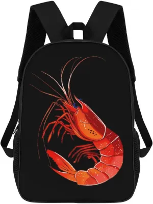 Shrimp Seafood Printed 17 Inch Backpack Multipurpose Large-capacity Shoulders Daypacks Laptop Bag for Travel Hiking Camping 12.5 X 17 X 5.5 Inch