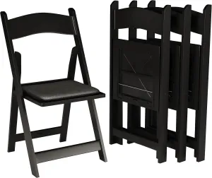 SIMPLEX 24 Black Resin Stackable Folding Chair - Comfortable Black Foldable Chair - Folding Chairs with Padded Seats - Indoor/Outdoor Folding Chairs for Events - Lightweight Foldable Chairs (24 Pack)