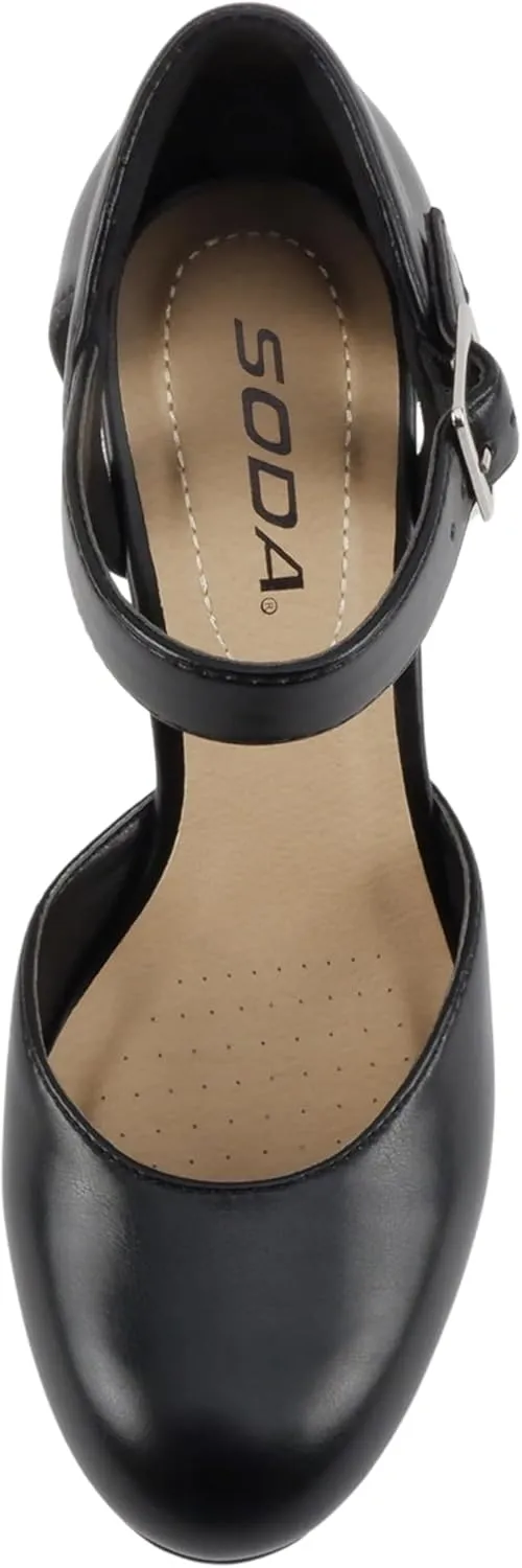 Soda “Ayden” ~ Women Mary Jane Ankle Strap Cushion High Heel Pump Shoe