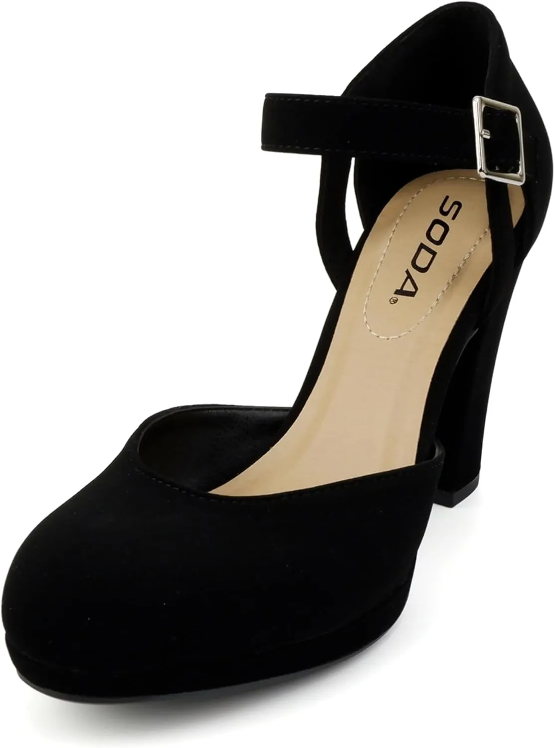 Soda “Ayden” ~ Women Mary Jane Ankle Strap Cushion High Heel Pump Shoe