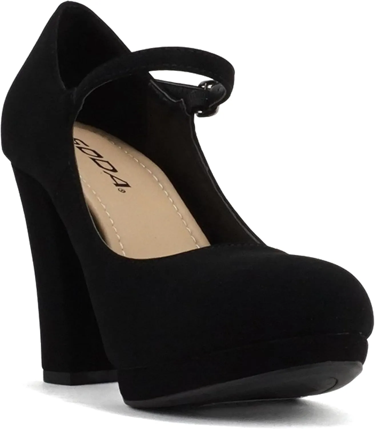 Soda “Ayden” ~ Women Mary Jane Ankle Strap Cushion High Heel Pump Shoe