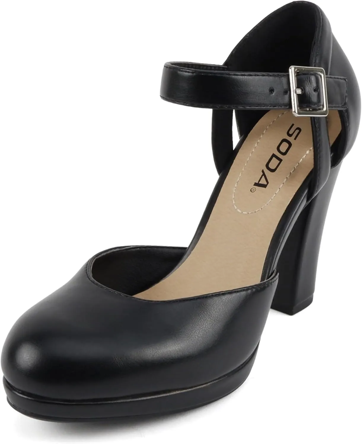 Soda “Ayden” ~ Women Mary Jane Ankle Strap Cushion High Heel Pump Shoe