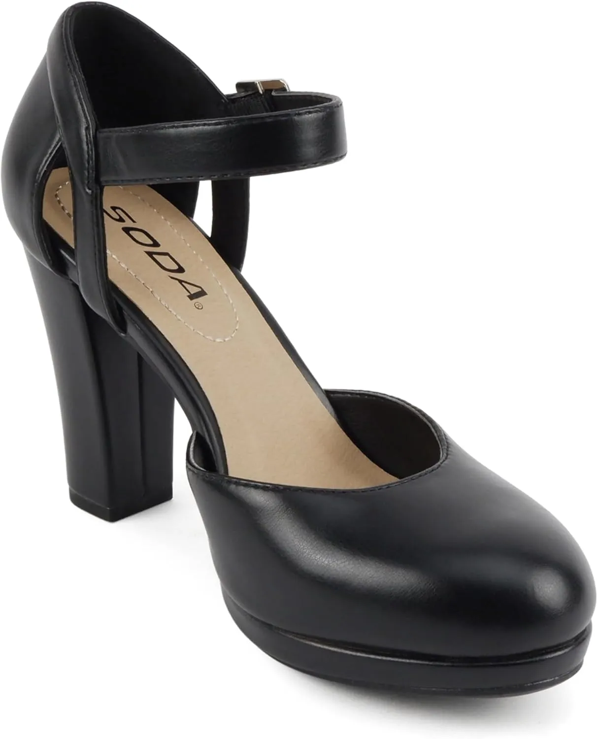 Soda “Ayden” ~ Women Mary Jane Ankle Strap Cushion High Heel Pump Shoe