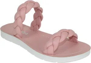 Soda Shoes Women Flip Flops Flat Sandals Slides Double Braided Straps Joyful-S Pink 6