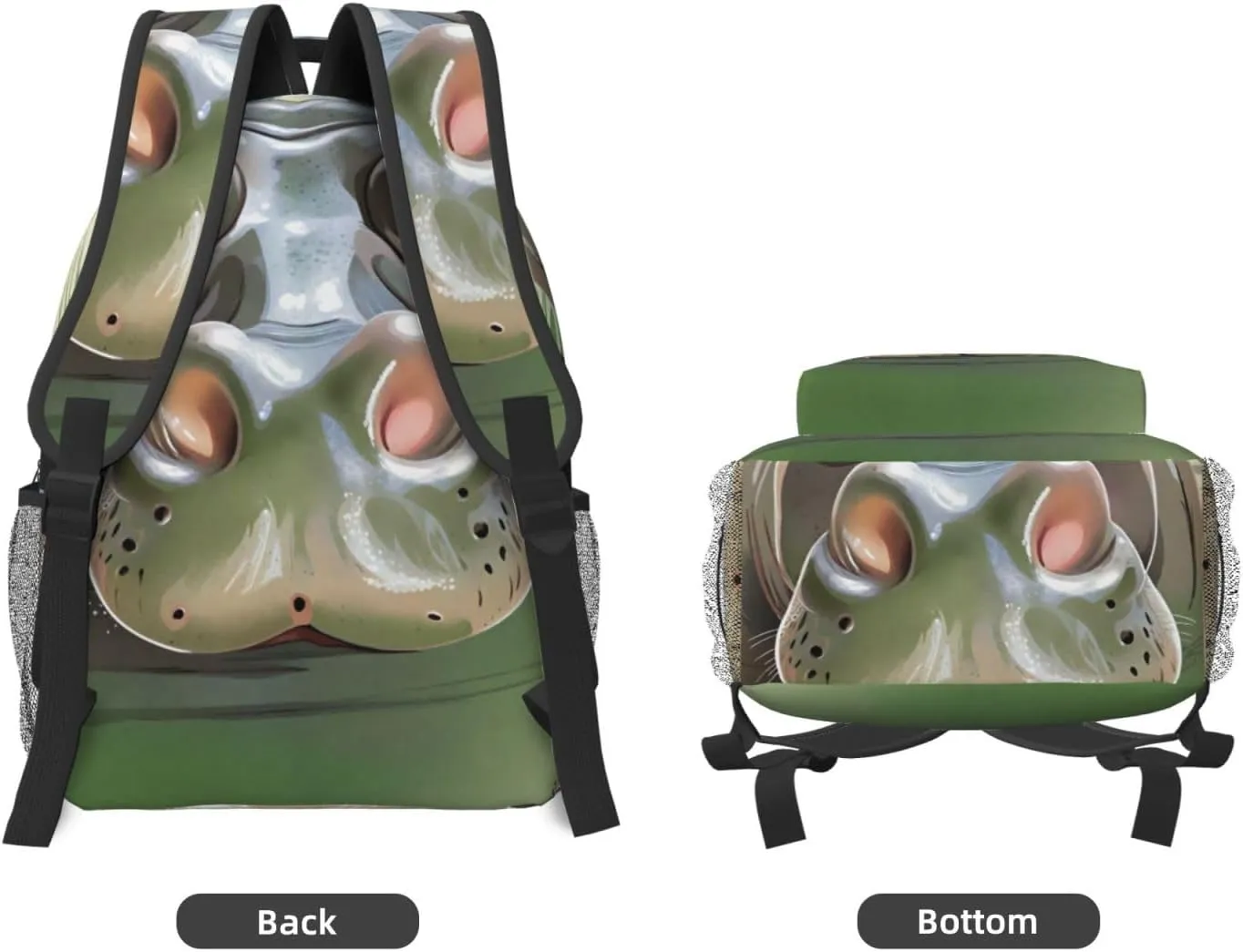 Soft Backpack Shoulder Bag with Zipper and Laptop Compartment, Laptop Backpack Compatible with Cartoon Swimming Hippo