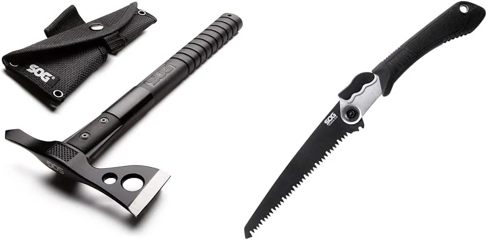 SOG FastHawk- Lighter, Faster, Agile Throwing Hatchet, Versatile Survival Tactical Axe & Folding Saw - Wood Saw, Hand Saw, Pruning Saw and Camping Saw