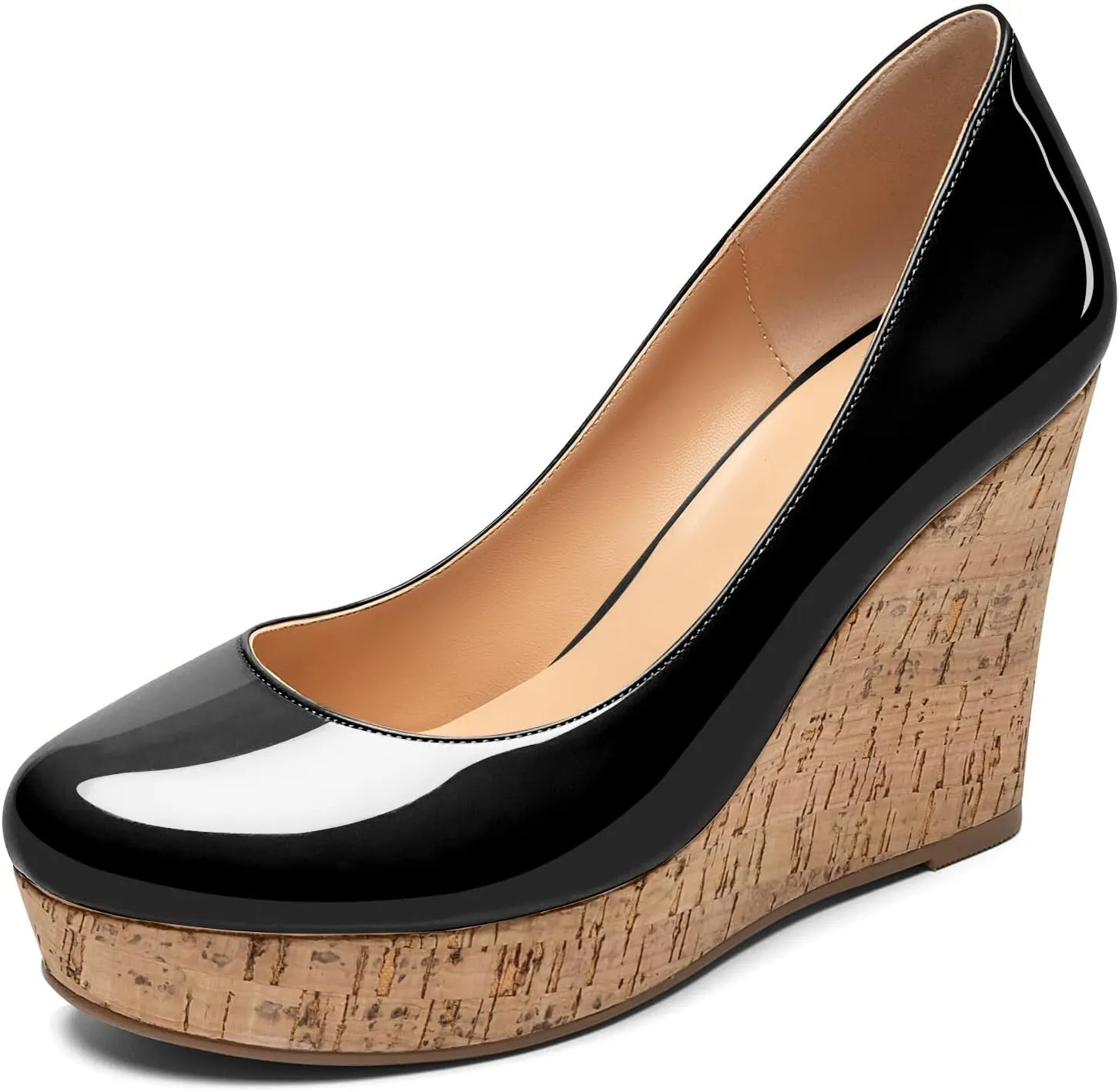 Soireelady Women's Platform Wedges Heel Pumps Slip on Platform High Heel Wedge Pump Shoes
