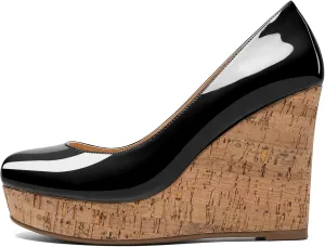 Soireelady Women's Platform Wedges Heel Pumps Slip on Platform High Heel Wedge Pump Shoes