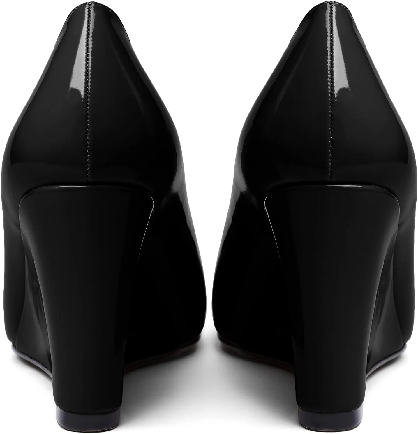 Soireelady Womens Square Toe Wedges High Heel Pumps Slip On Wedge Heels Classic Wedge Pumps Patent Leather Elegant Dressy Daily Shoes
