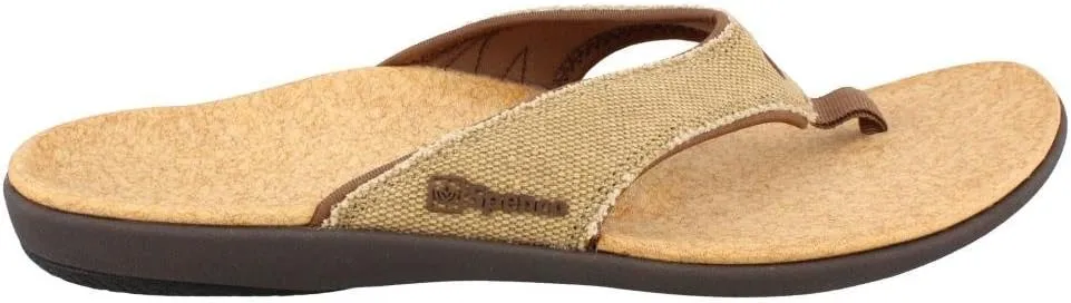 Spenco Yumi Men's Orthotic Flip Flops Straw / Java / Cork - 11 Medium