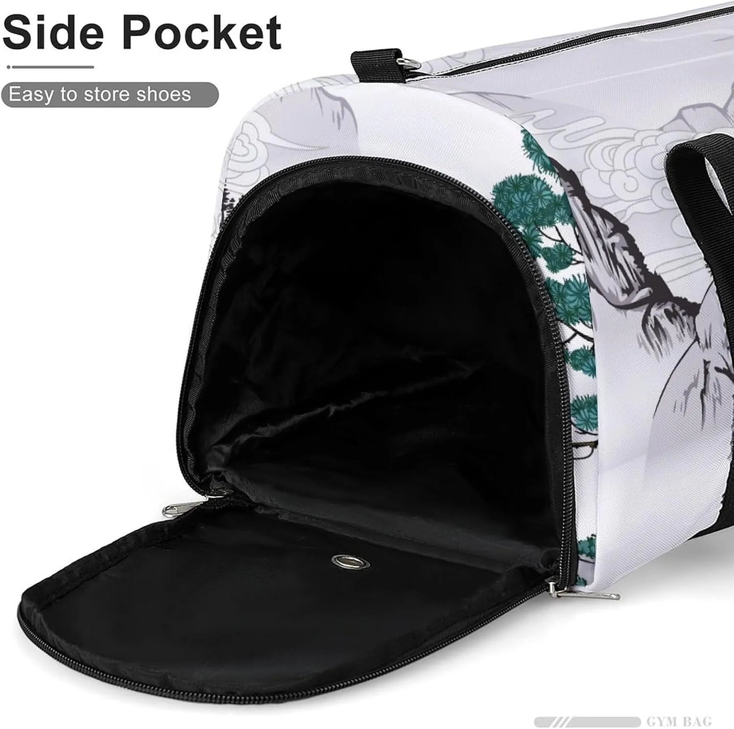 Sport Gym Duffel with Shoe Compartment Wet Pocket, Chinese-painting-classic Shoulder Travel Bag for Women Men