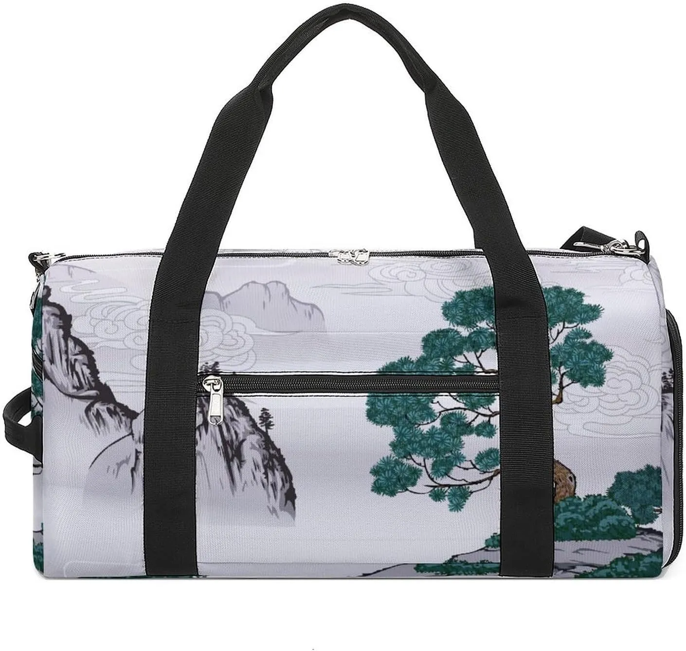Sport Gym Duffel with Shoe Compartment Wet Pocket, Chinese-painting-classic Shoulder Travel Bag for Women Men