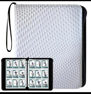 Sports Card Binder 9 Pocket Premium Zipper, Trading Card Holder with Card Sleeves, Collectible Card Folder Fits 900 Cards and 50 Removable Trading Card Sleeves (900pockets)