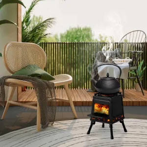 Steel Camping Stove, Wood Burning Stove Fire Pits for Outside, Backpacking Folding Camp Heat Stove, Mini Outdoor Tent Stove with Carrying Bag & Foldable Legs, Suit for Cooking, BBQ, RV, Survival