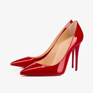 Stylish Red Patent Calf Leather Pump