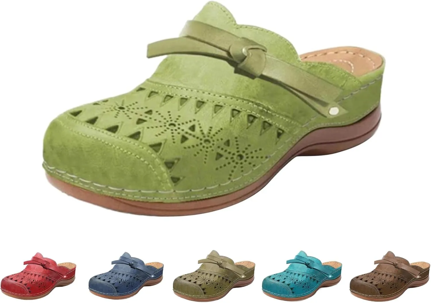 Summer Clogs for Women 2025 Slippers Arch Support Wide Width Wedge Platform Orthopedic Slippers Solid Round Head Closed Toe Outdoor Beach Wedge Sandals