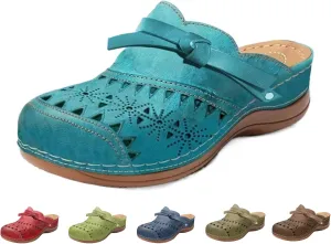 Summer Clogs for Women 2025 Slippers Arch Support Wide Width Wedge Platform Orthopedic Slippers Solid Round Head Closed Toe Outdoor Beach Wedge Sandals