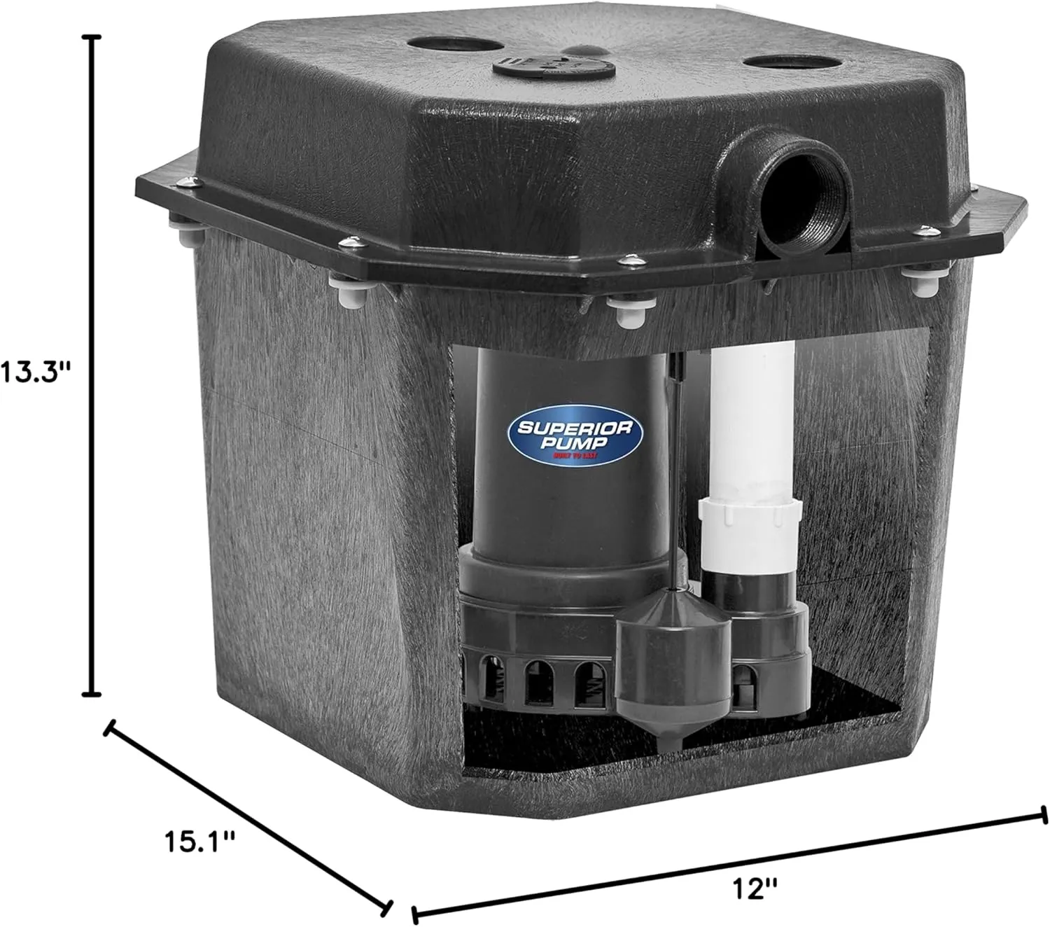 Superior Pump 92072-U 1/3 HP Remote Sink Drain Pump System, Black
