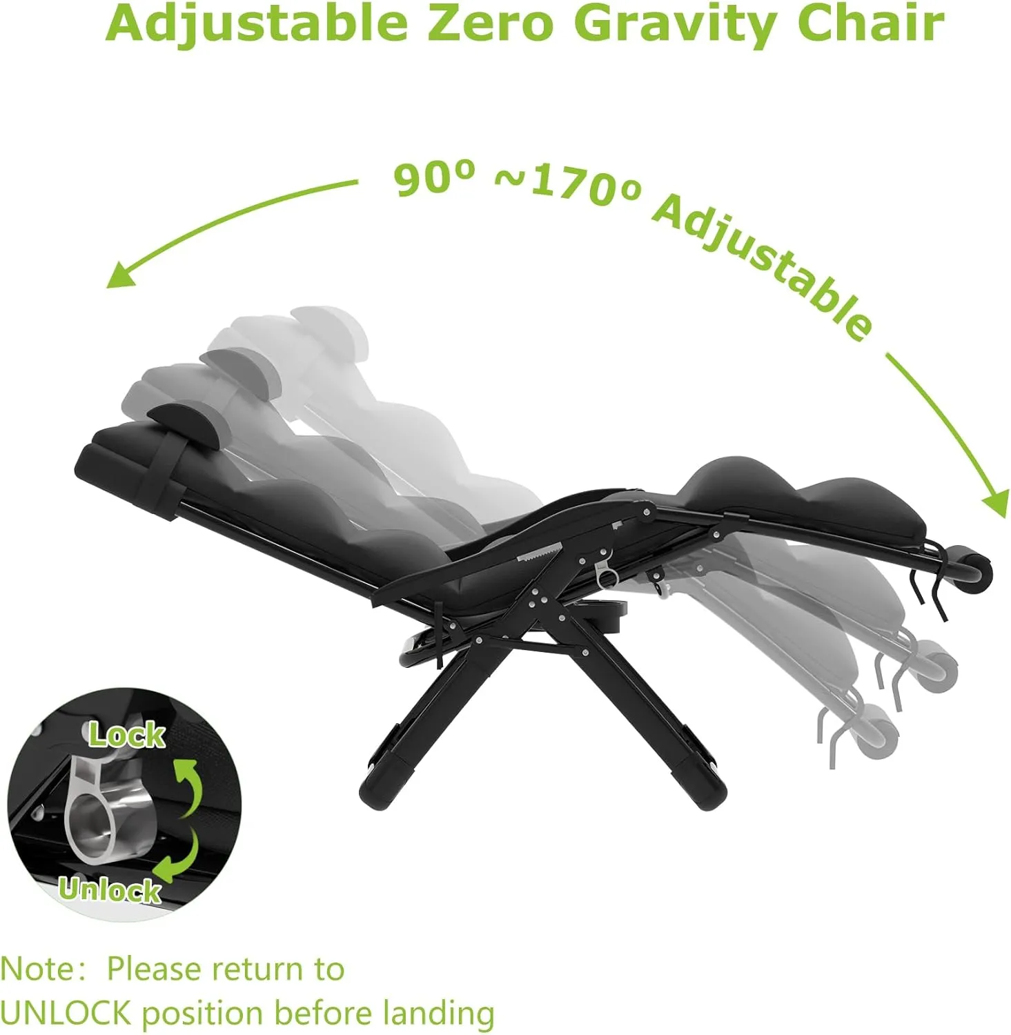 Suteck Oversized Zero Gravity Chair XL Reclining Camping Chair w/Washable Cushion, Outdoor Lounge Chairs Patio Recliner with Large Cup Holder, Footrest, Padded Headrest, Support 500LBS
