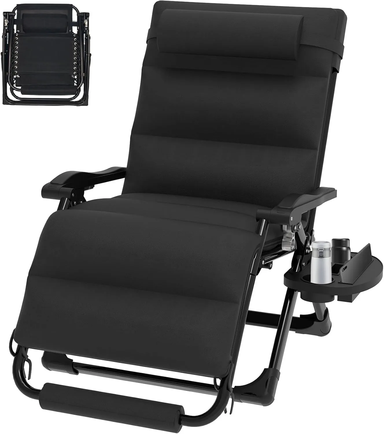 Suteck Oversized Zero Gravity Chair XL Reclining Camping Chair w/Washable Cushion, Outdoor Lounge Chairs Patio Recliner with Large Cup Holder, Footrest, Padded Headrest, Support 500LBS