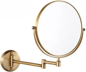 Swivel Folding Makeup Mirror Retractable Wall Mount Two-sided Mirror 360-degree Cosmetic Mirror 8inch,Gold