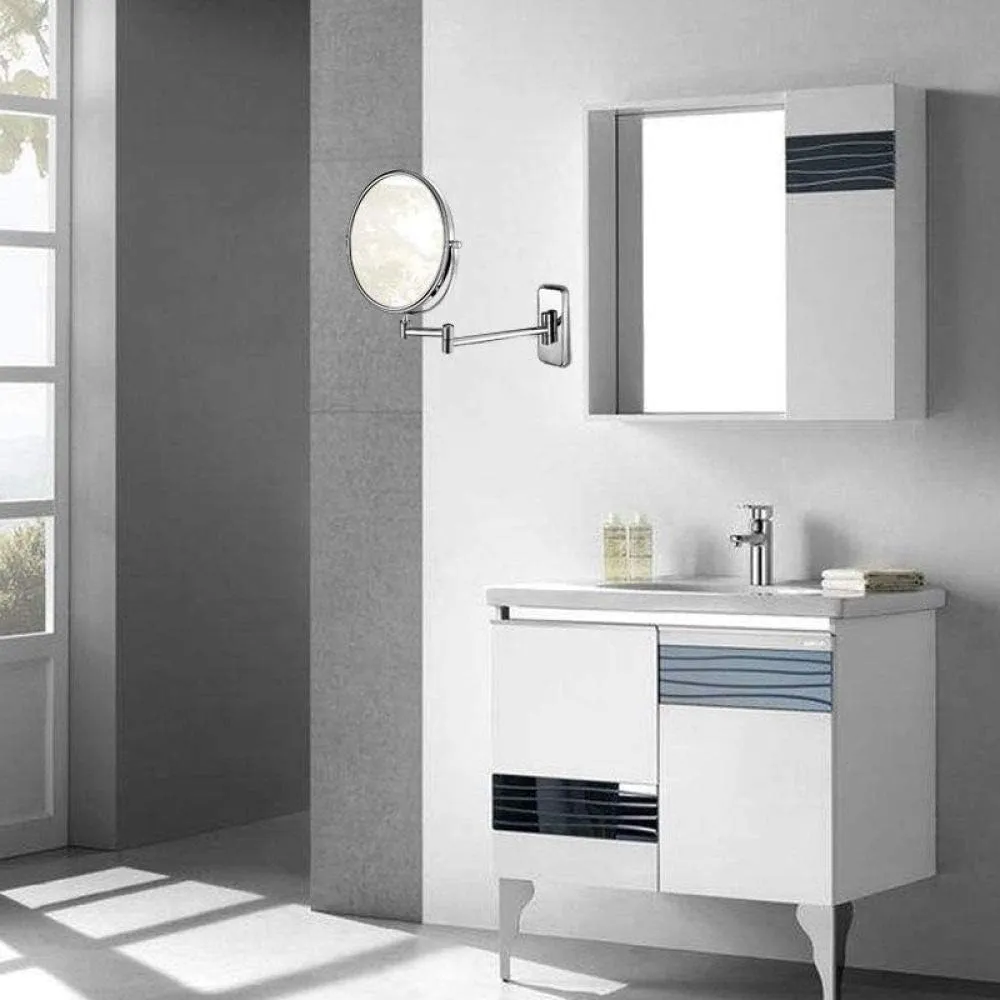 Swivel Folding Makeup Mirror Retractable Wall Mount Two-sided Mirror 360-degree Cosmetic Mirror 8inch,Gold