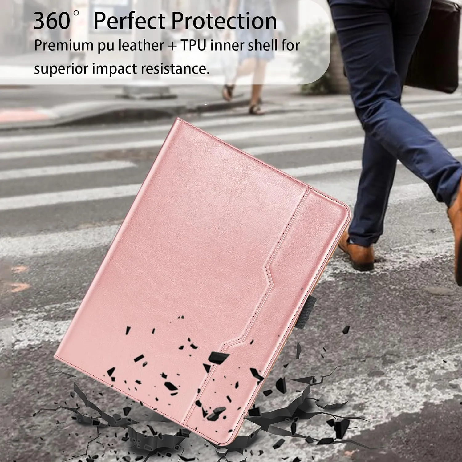 Tablet Case for Lenovo Nook 9" Tablet 2024 / Lenovo Tab M9 TB-310FU 2023 Multi-Angle Stand Flip Folio Cover PU Leather with Card Pocket Tab M9 Case, Rose Gold