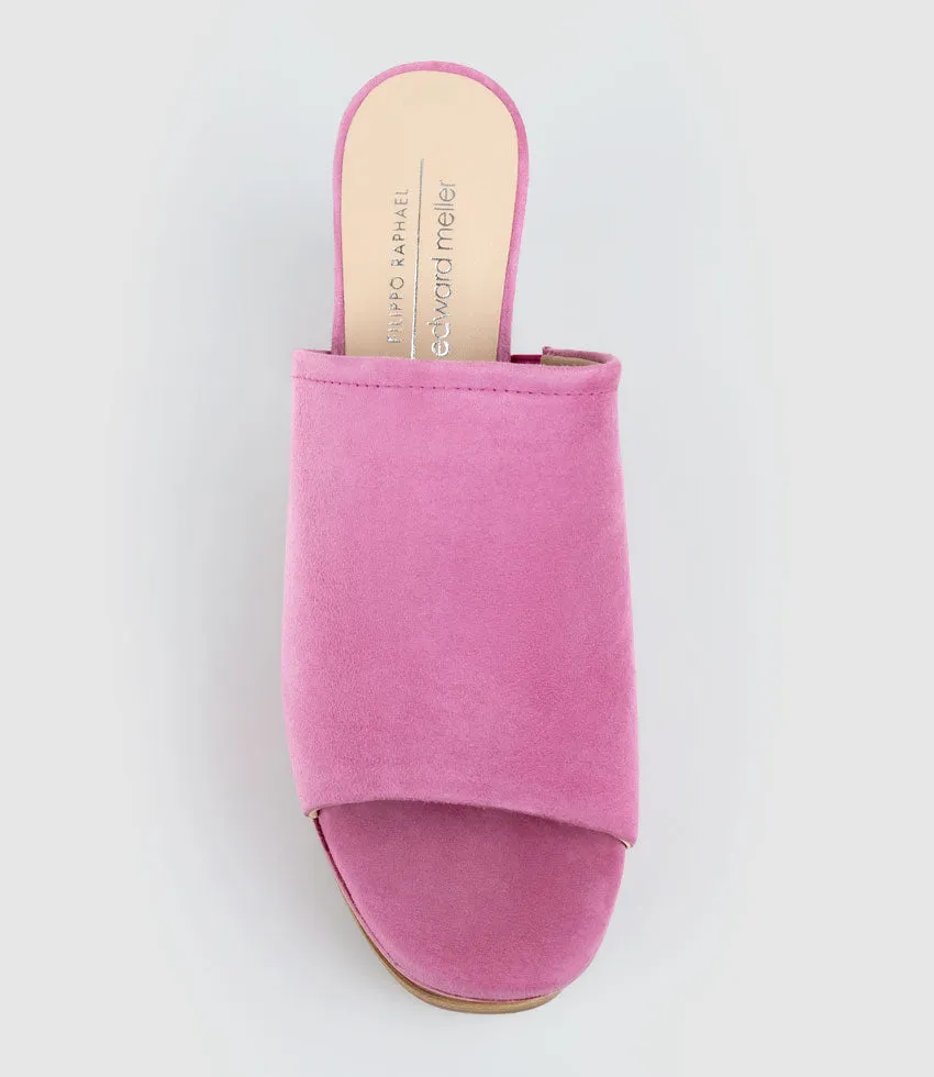 TALIN90 Platform Combo Slide in Fuchsia Suede