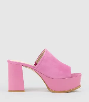 TALIN90 Platform Combo Slide in Fuchsia Suede