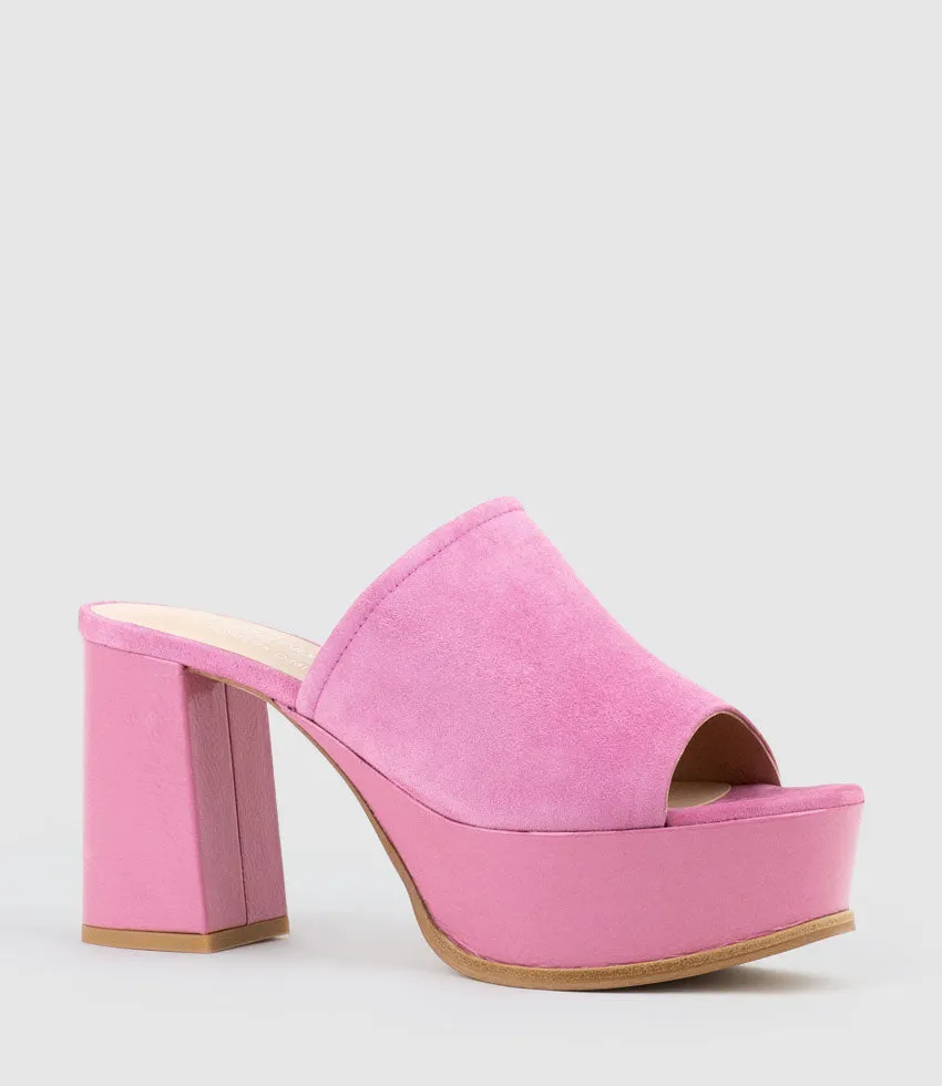 TALIN90 Platform Combo Slide in Fuchsia Suede