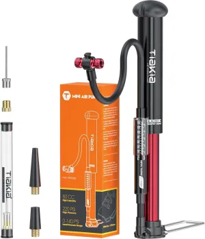 Tiakia Bike Pump with Gauge, High Pressure Bicycle Pump High Volume Portable Hand Air Pump Fit Presta, Schrader Valves Aluminum Bike Tire Pump for Mountain Road Bike, Strollers, Balls