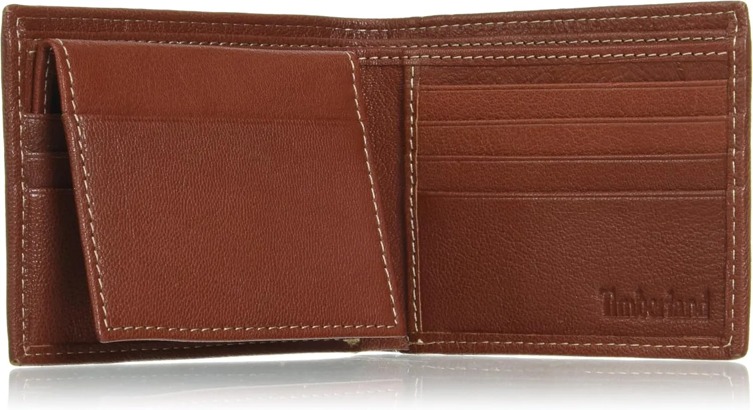 Timberland Men's RFID Blocking Wallet – Genuine Leather Passcase with Removable ID Holder, 6 Card Slots, 2 Billfold Pockets, Slim Design, Brown, One Size