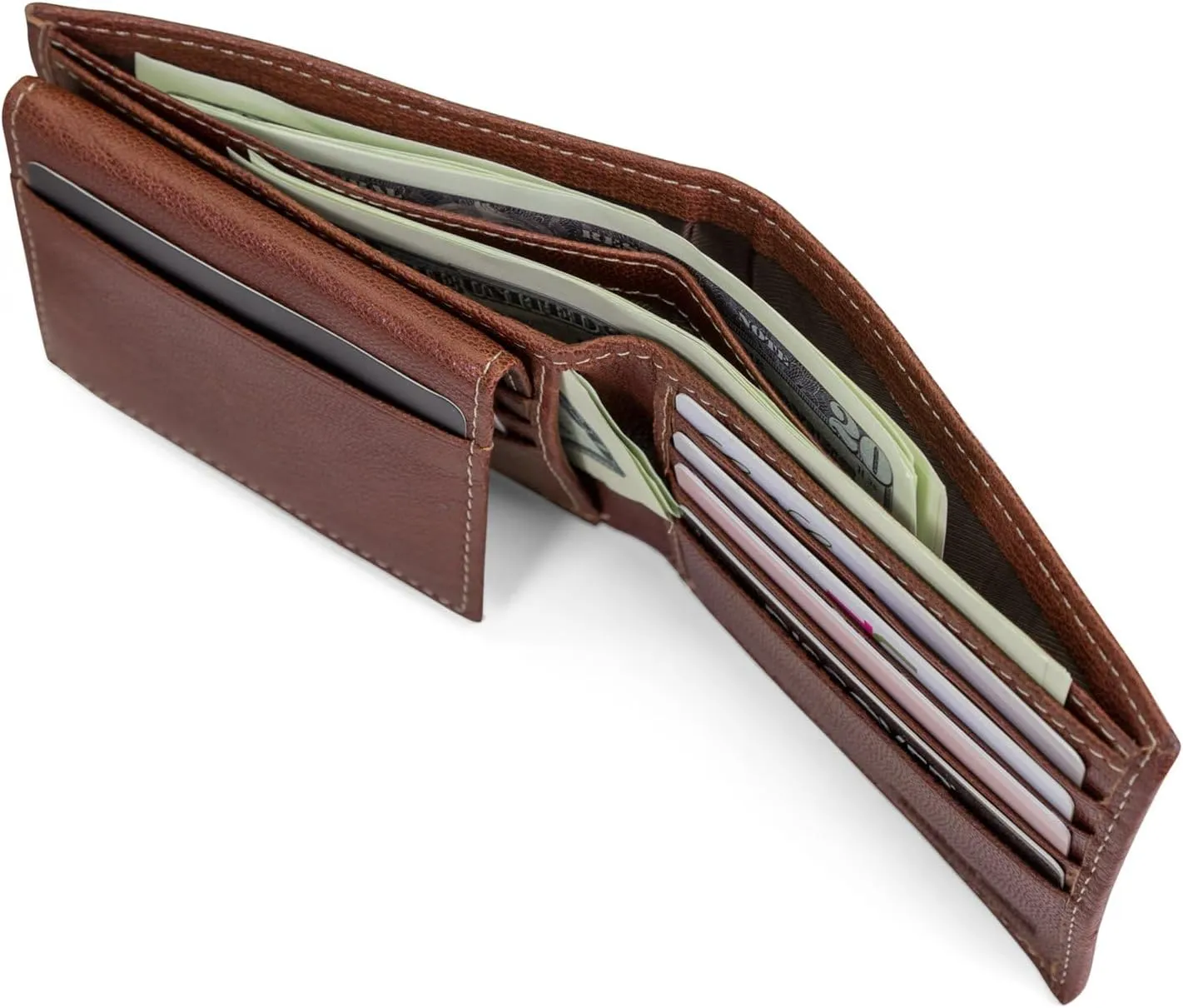 Timberland Men's RFID Blocking Wallet – Genuine Leather Passcase with Removable ID Holder, 6 Card Slots, 2 Billfold Pockets, Slim Design, Brown, One Size