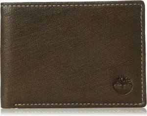 Timberland Men's RFID Blocking Wallet – Genuine Leather Passcase with Removable ID Holder, 6 Card Slots, 2 Billfold Pockets, Slim Design, Dark Brown, One Size