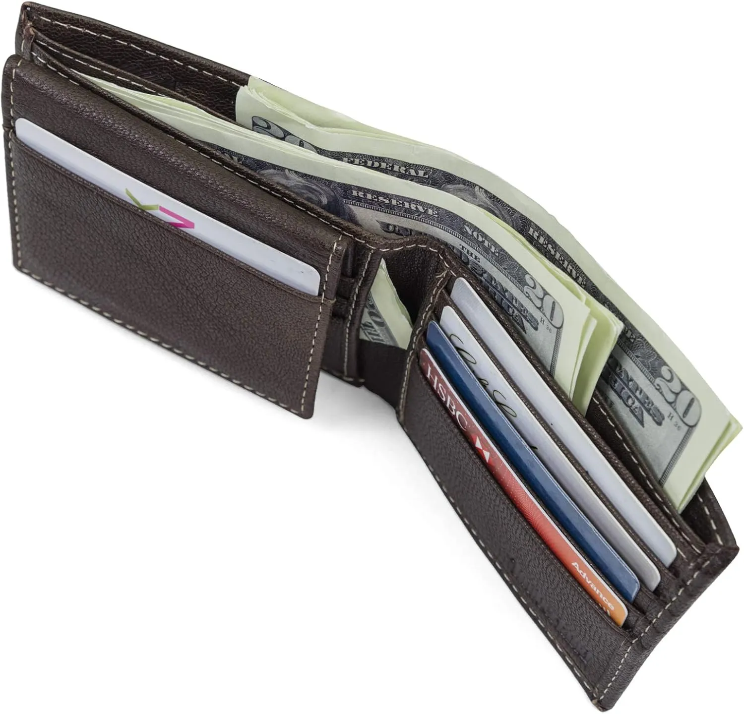 Timberland Men's RFID Blocking Wallet – Genuine Leather Passcase with Removable ID Holder, 6 Card Slots, 2 Billfold Pockets, Slim Design, Dark Brown, One Size