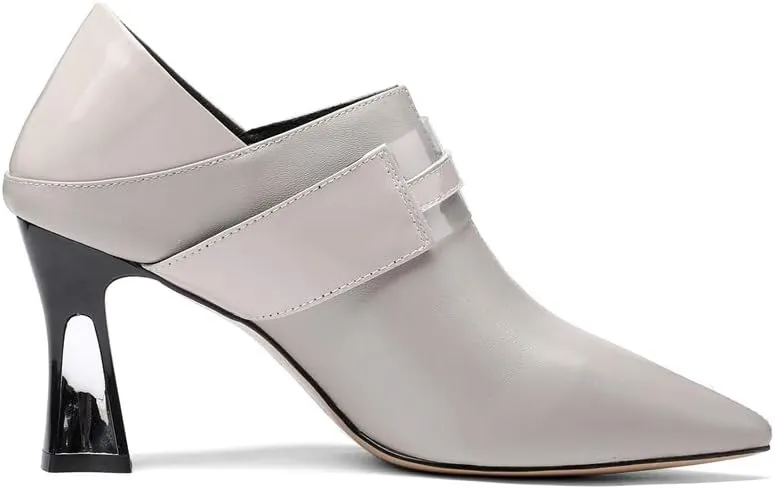 TinaCus Women's Handmade Pointed Toe Genuine Leather Sexy High Heel Glitter Square Decor Plus-Size Pump Shoes