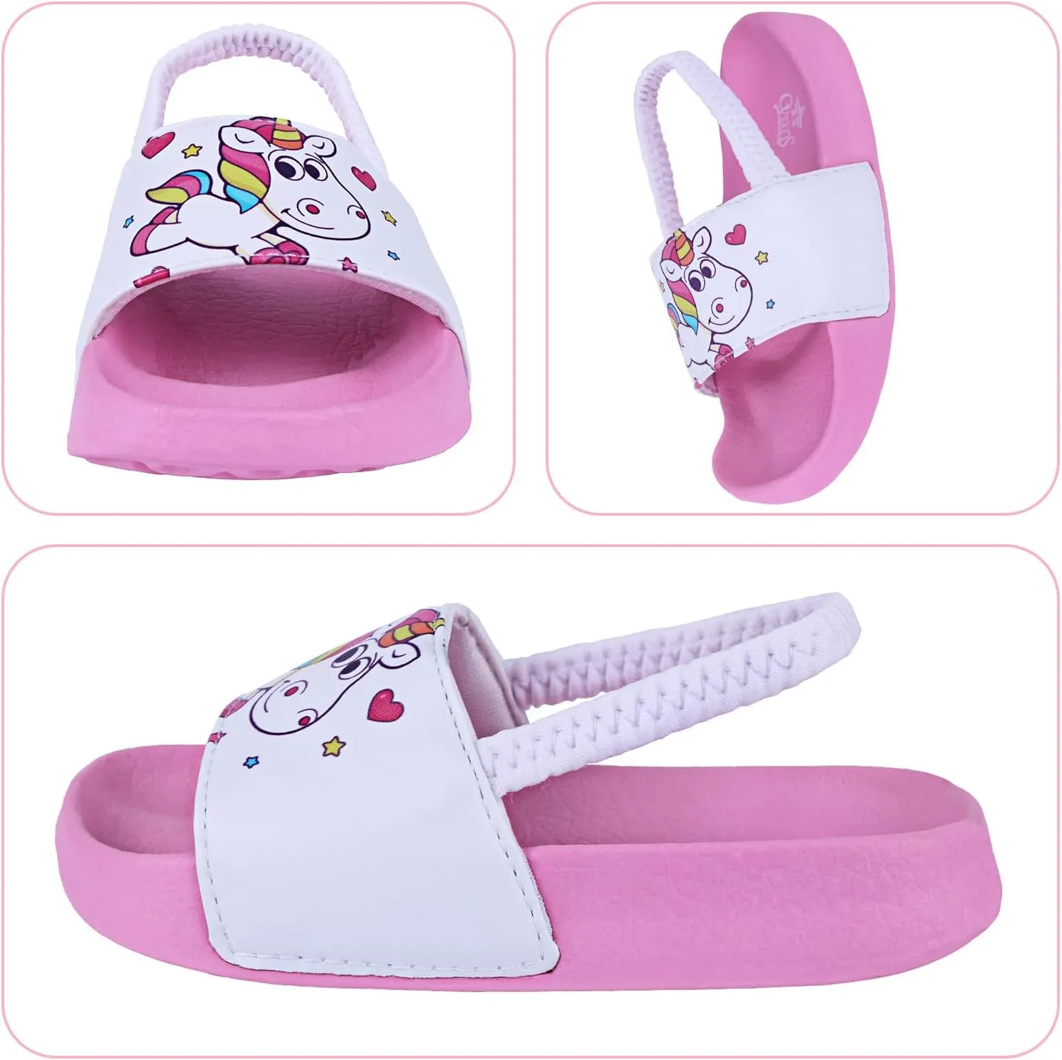 Toddler Boys Girls Slides Sandals with Elastic Strap Non-Slip Flip Flop Lightweight Little Kids Shower Slippers Beach Pool Shoes