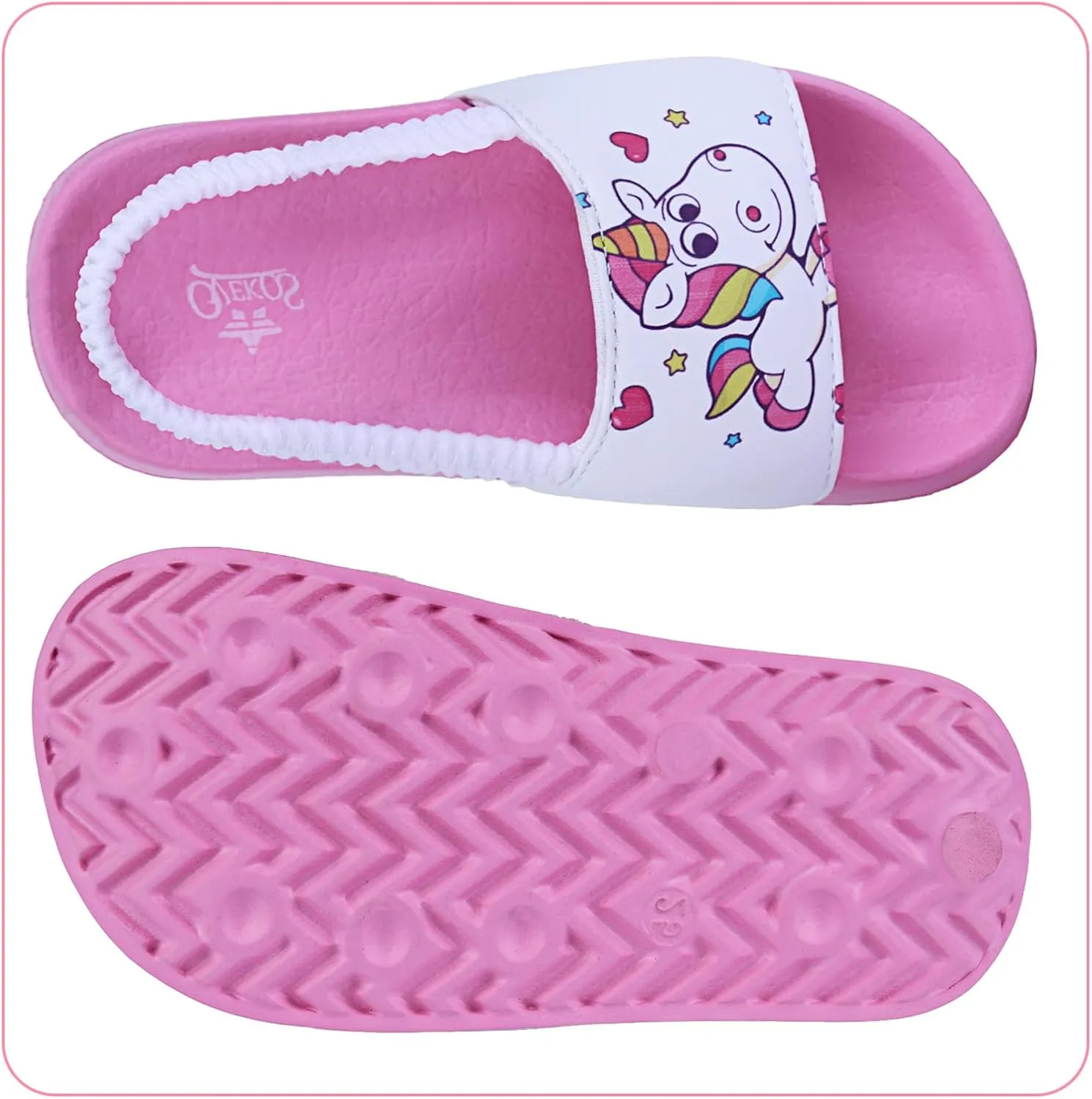 Toddler Boys Girls Slides Sandals with Elastic Strap Non-Slip Flip Flop Lightweight Little Kids Shower Slippers Beach Pool Shoes
