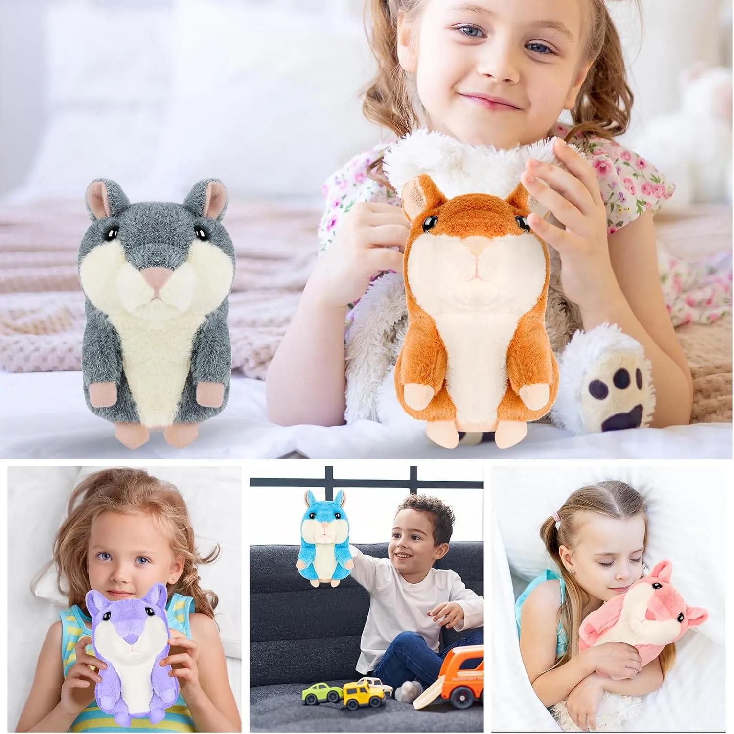 Toddler Toys Talking Hamster Repeats What You Say,Toys for 2 3 4 5 6 7 8 13 Year Old Girl Boy Birthday Gifts Ideas,Christmas Stocking Stuffers for Kids Adults Stuffed Animals Plush Toy Pink